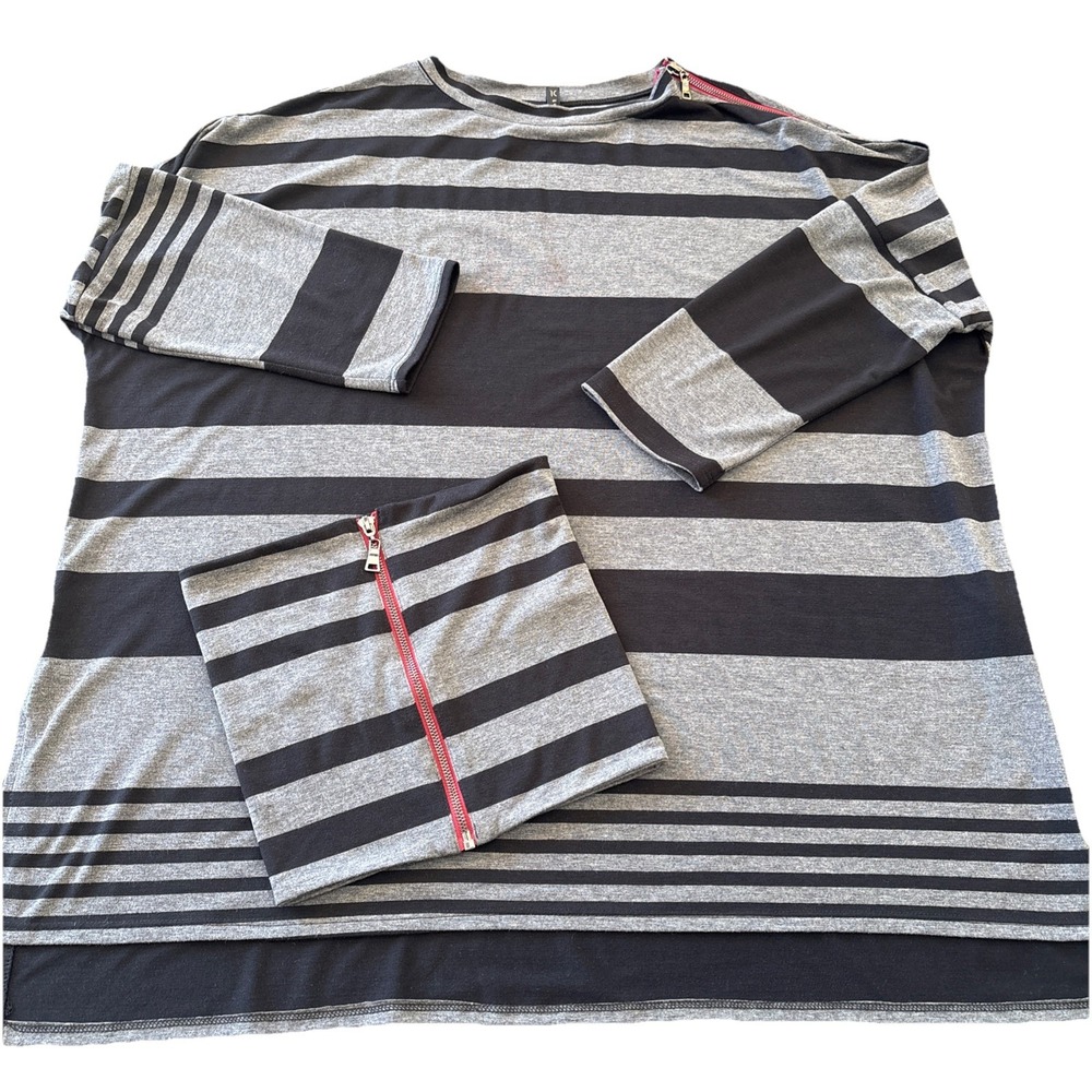 IC by Connie K Black and Gray Top Matching Head Wrap size Large